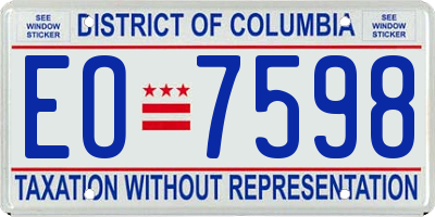 DC license plate EO7598