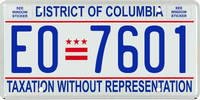 DC license plate EO7601