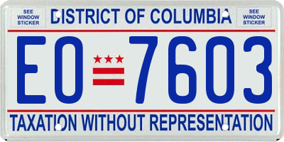 DC license plate EO7603