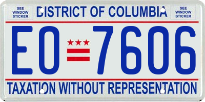 DC license plate EO7606