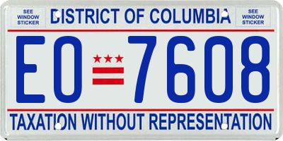 DC license plate EO7608