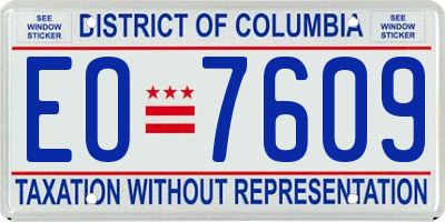 DC license plate EO7609