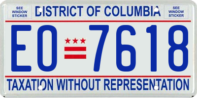 DC license plate EO7618