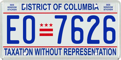 DC license plate EO7626