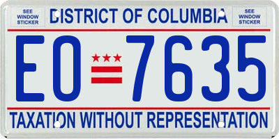 DC license plate EO7635