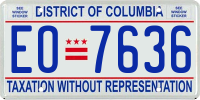 DC license plate EO7636