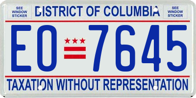 DC license plate EO7645