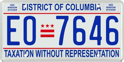 DC license plate EO7646