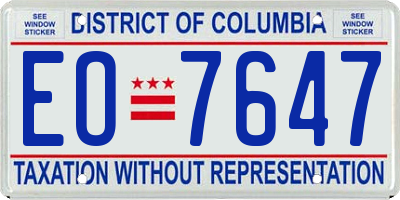 DC license plate EO7647