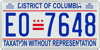 DC license plate EO7648