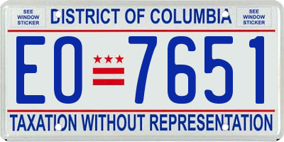 DC license plate EO7651