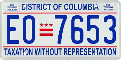 DC license plate EO7653