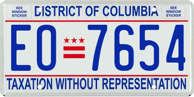 DC license plate EO7654