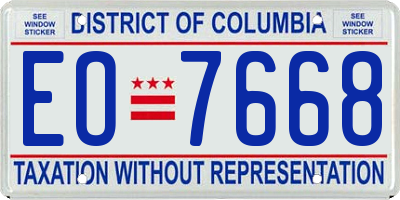 DC license plate EO7668