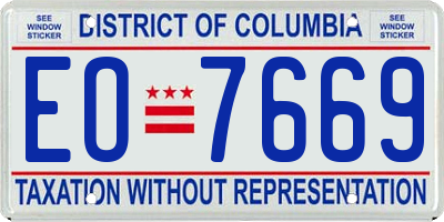 DC license plate EO7669