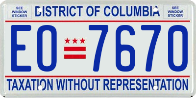 DC license plate EO7670