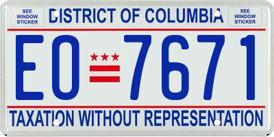 DC license plate EO7671