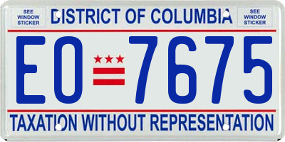 DC license plate EO7675