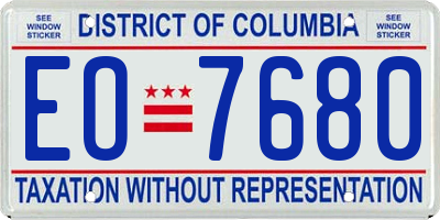 DC license plate EO7680