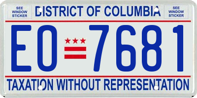 DC license plate EO7681