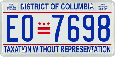 DC license plate EO7698