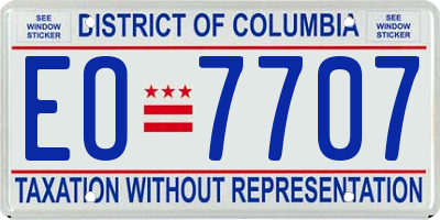 DC license plate EO7707