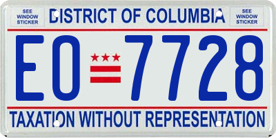 DC license plate EO7728