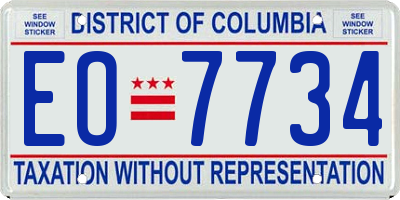 DC license plate EO7734