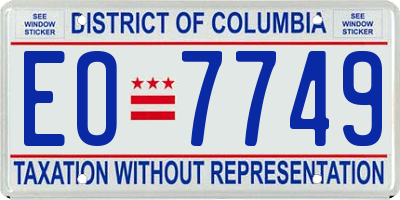 DC license plate EO7749