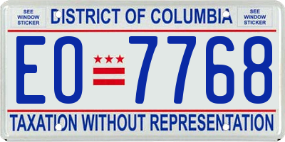 DC license plate EO7768