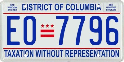 DC license plate EO7796