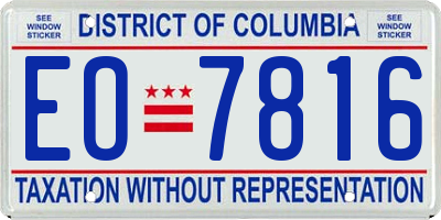 DC license plate EO7816