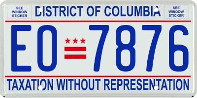 DC license plate EO7876