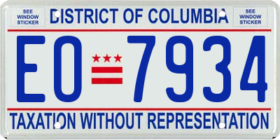 DC license plate EO7934