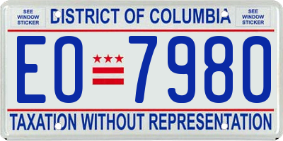 DC license plate EO7980