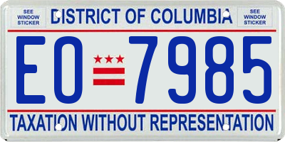 DC license plate EO7985