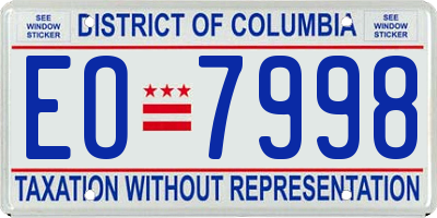DC license plate EO7998