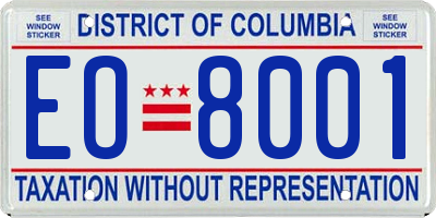 DC license plate EO8001