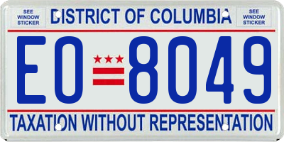 DC license plate EO8049