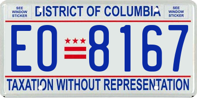 DC license plate EO8167