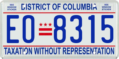 DC license plate EO8315