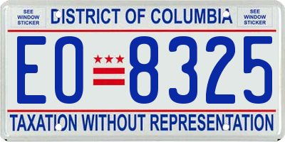 DC license plate EO8325