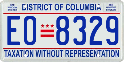 DC license plate EO8329