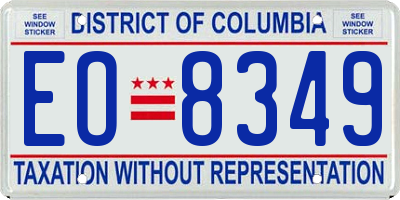 DC license plate EO8349