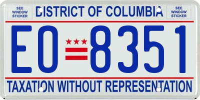 DC license plate EO8351