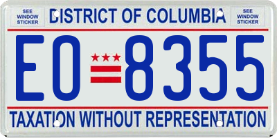 DC license plate EO8355