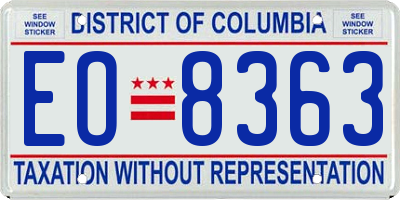 DC license plate EO8363