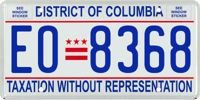 DC license plate EO8368
