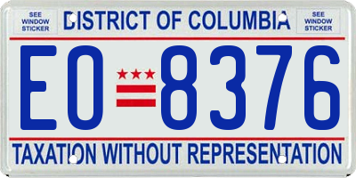 DC license plate EO8376