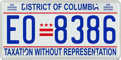 DC license plate EO8386